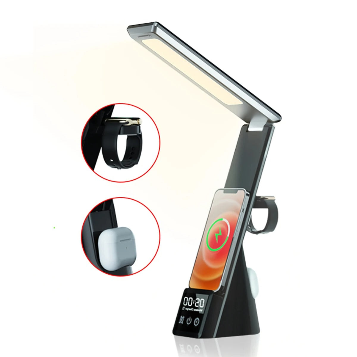 NeuralStation™ 3-in-1 Wireless Charger with LED Lamp & Digital Clock