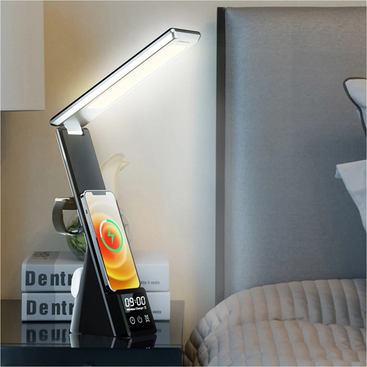 NeuralStation™ 3-in-1 Wireless Charger with LED Lamp & Digital Clock